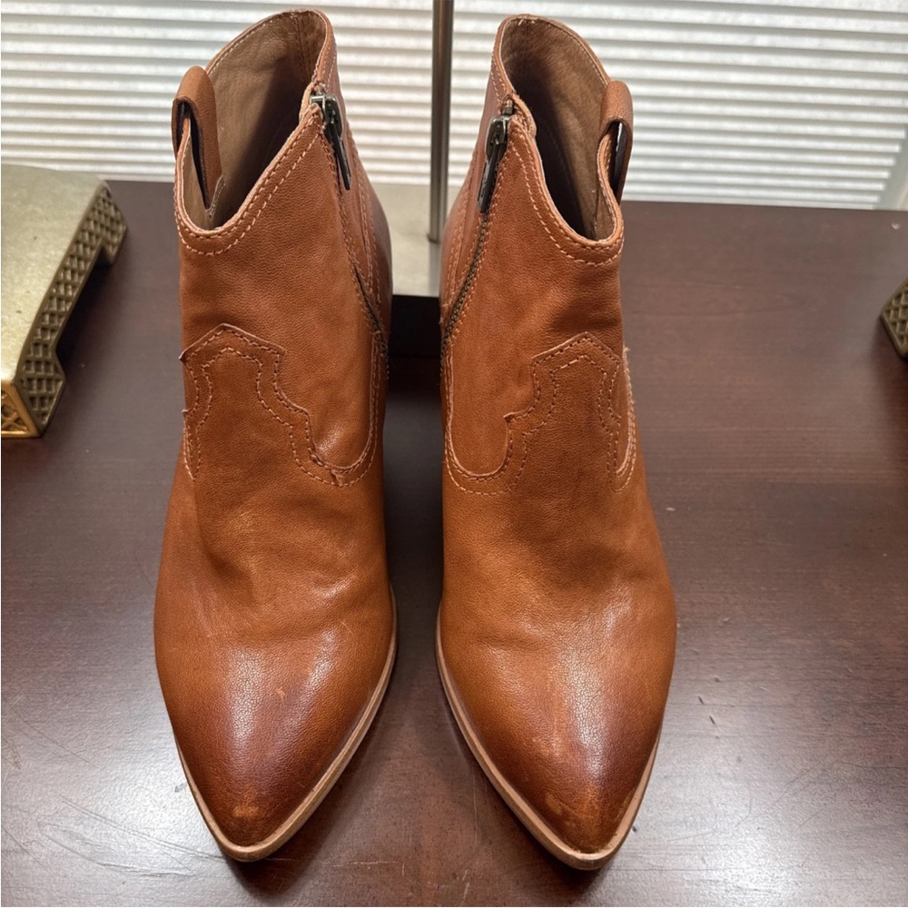 Women's Brown Leather Ankle Boots - Classic Pointed Toe